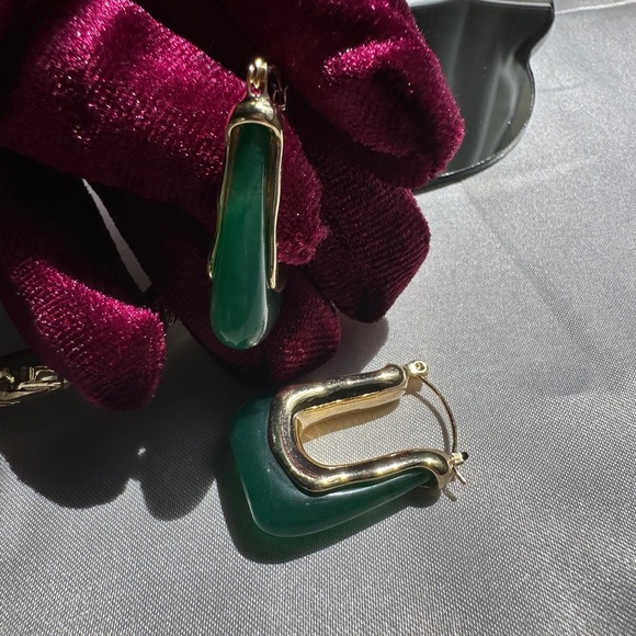 Anthropologie Gold and Green Statement Earrings - Picture 8 of 13